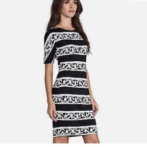 DVF Diane von Furstenberg BRENNA Black White Dress $365 silk chains. 100% silk.